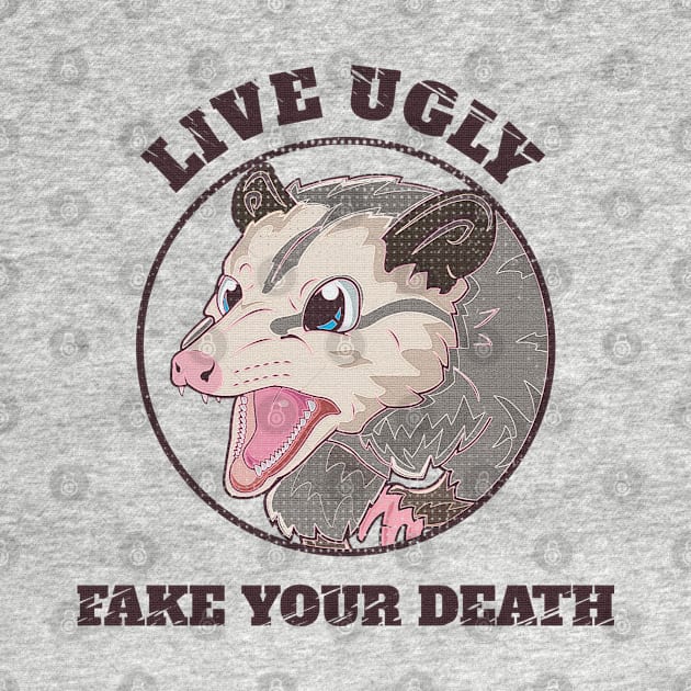 Live Ugly Fake Your Death Opossum Quotes 90's style by Mas To